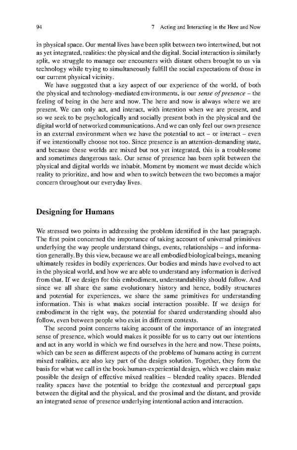 Human Experiential Design of Presence in Everyday - Page 100