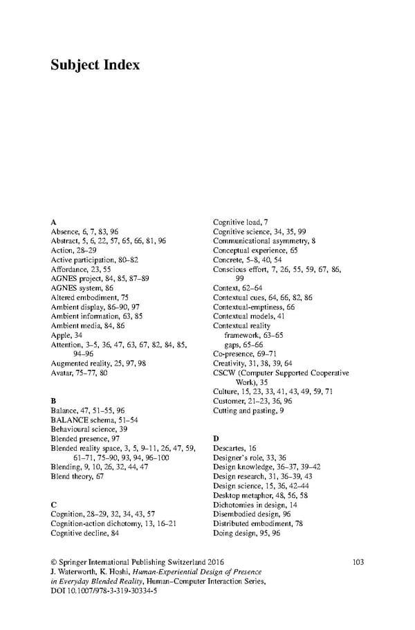 Human Experiential Design of Presence in Everyday - Page 109