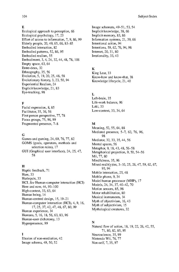Human Experiential Design of Presence in Everyday - Page 110