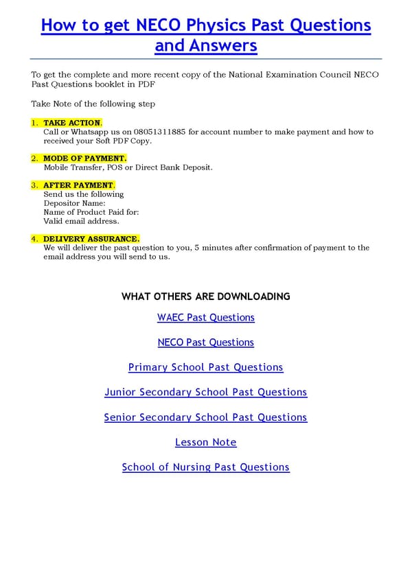 NECO GCE Physics Questions - Page 9