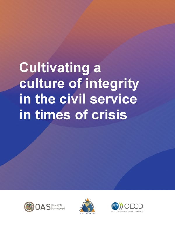 Cultivating a culture of integrity in the civil service in times of crisis. - Page 1