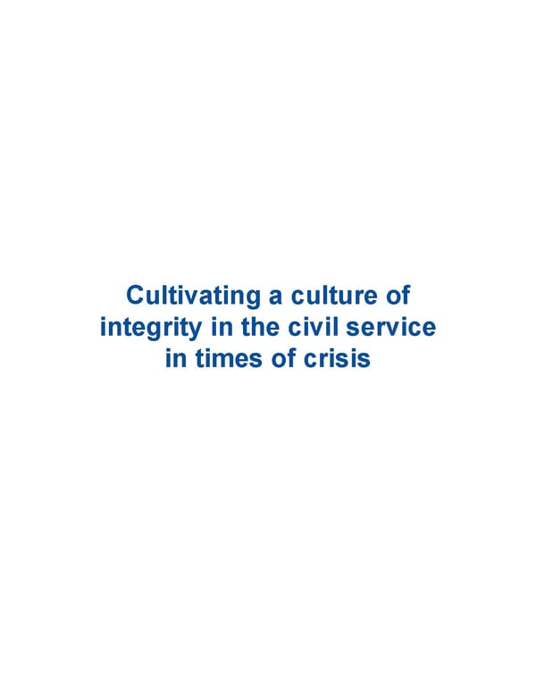 Cultivating a culture of integrity in the civil service in times of crisis. - Page 3
