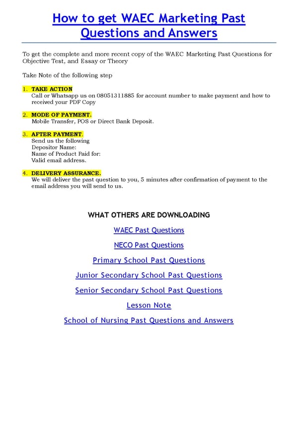 WASSCE Marketing Past Questions PDF Download - Page 6