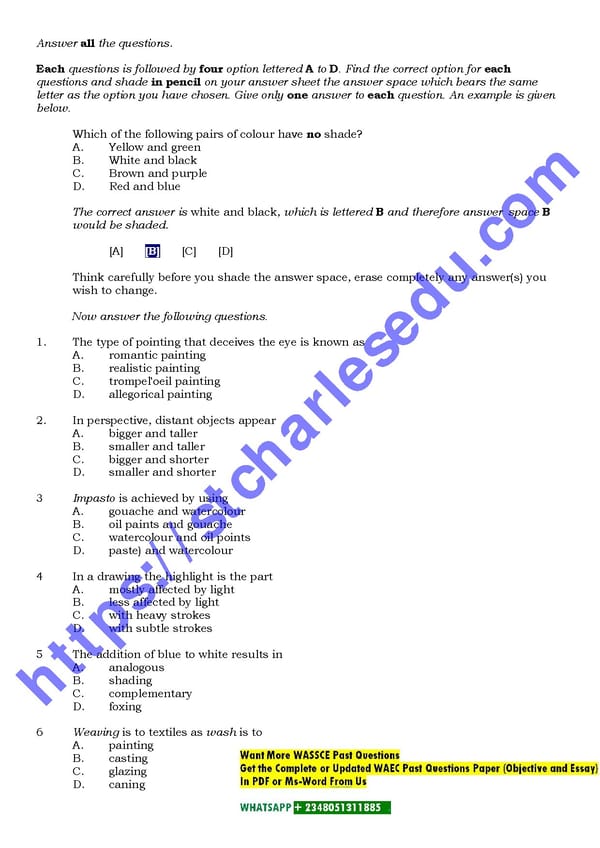 Visual Art WAEC Past Questions and Answers - Page 2