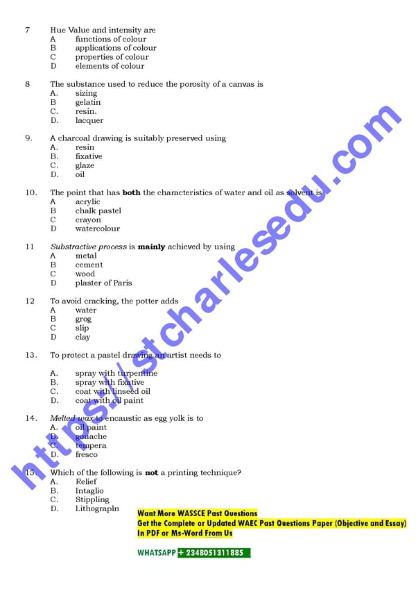 Visual Art WAEC Past Questions and Answers - Page 3