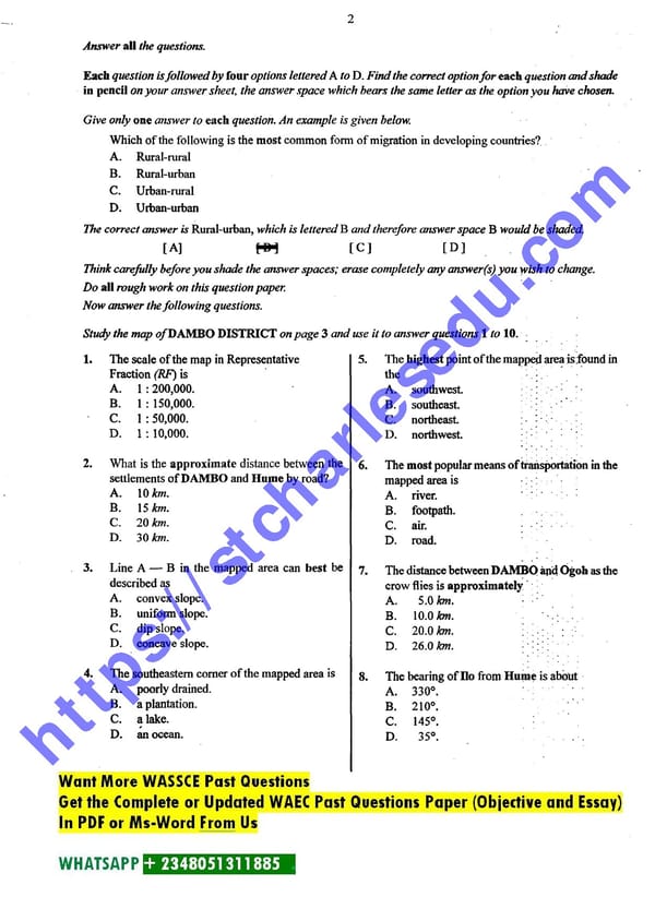 Map Reading in Geography WAEC Questions - Page 2