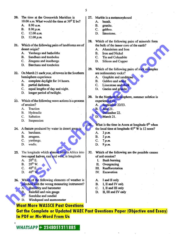 Map Reading in Geography WAEC Questions - Page 5