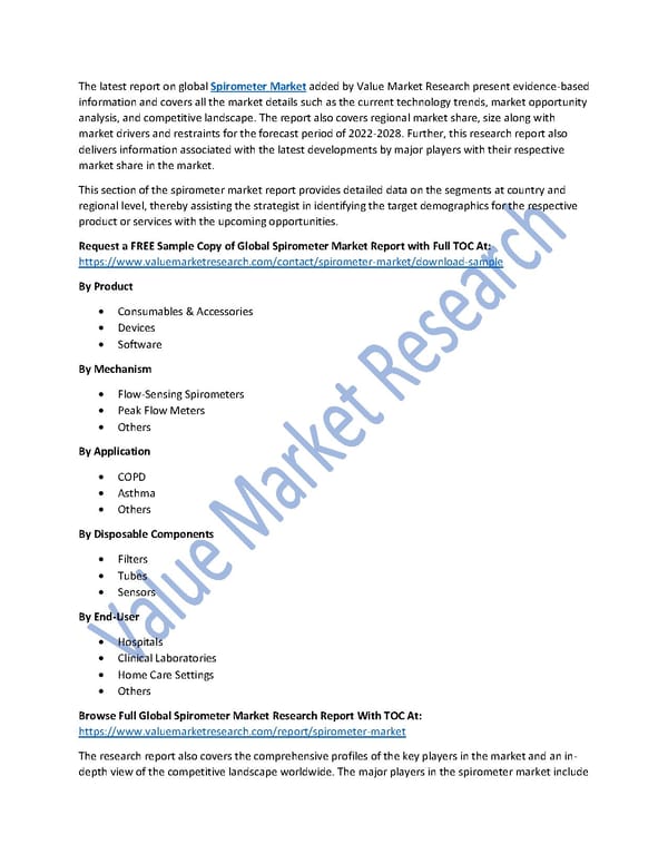 Spirometer Market Size, Industry Outlook and Forecast to 2028 - Page 1