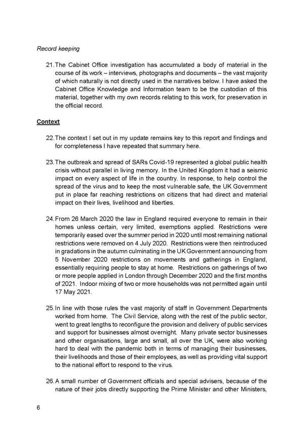 Findings of Second Permanent Secretary's Investigation Into Alleged Gatherings On Government Premises During Covid Restrictions - Page 8