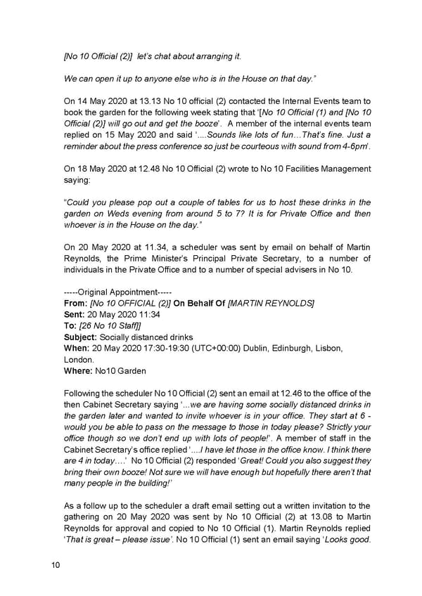 Findings of Second Permanent Secretary's Investigation Into Alleged Gatherings On Government Premises During Covid Restrictions - Page 12