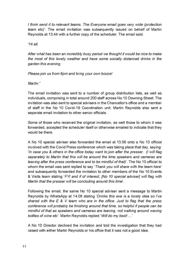 Findings of Second Permanent Secretary's Investigation Into Alleged Gatherings On Government Premises During Covid Restrictions - Page 13