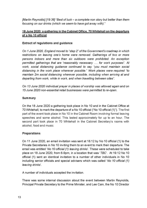 Findings of Second Permanent Secretary's Investigation Into Alleged Gatherings On Government Premises During Covid Restrictions - Page 15