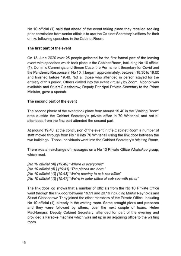 Findings of Second Permanent Secretary's Investigation Into Alleged Gatherings On Government Premises During Covid Restrictions - Page 17