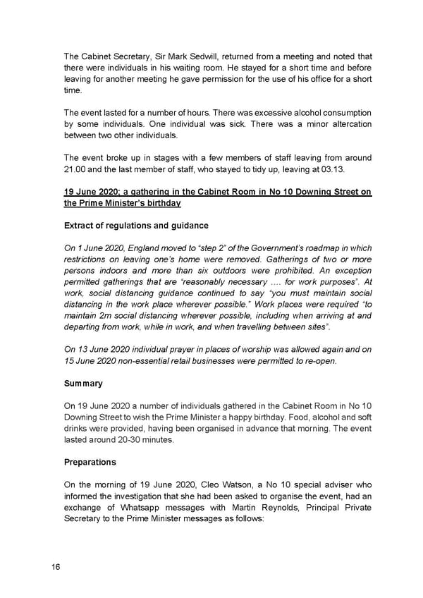 Findings of Second Permanent Secretary's Investigation Into Alleged Gatherings On Government Premises During Covid Restrictions - Page 18