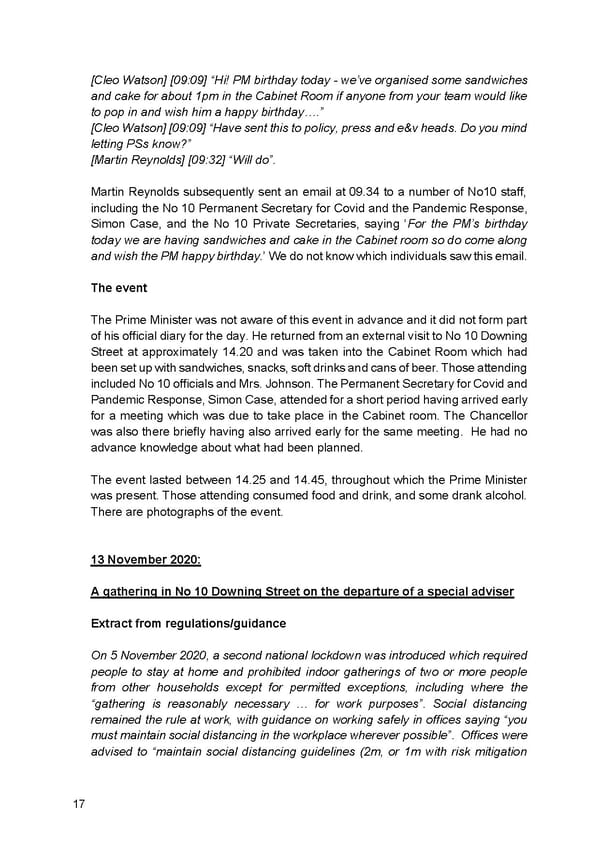 Findings of Second Permanent Secretary's Investigation Into Alleged Gatherings On Government Premises During Covid Restrictions - Page 19