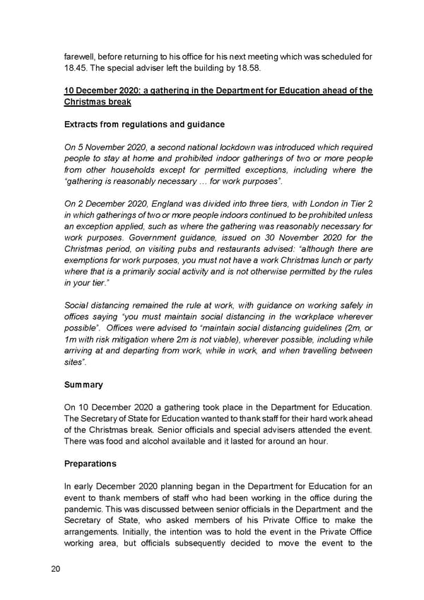 Findings of Second Permanent Secretary's Investigation Into Alleged Gatherings On Government Premises During Covid Restrictions - Page 22