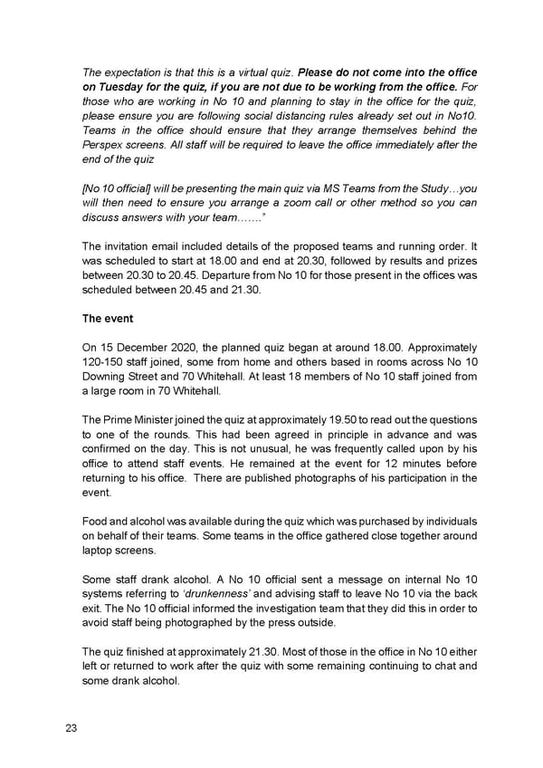 Findings of Second Permanent Secretary's Investigation Into Alleged Gatherings On Government Premises During Covid Restrictions - Page 25