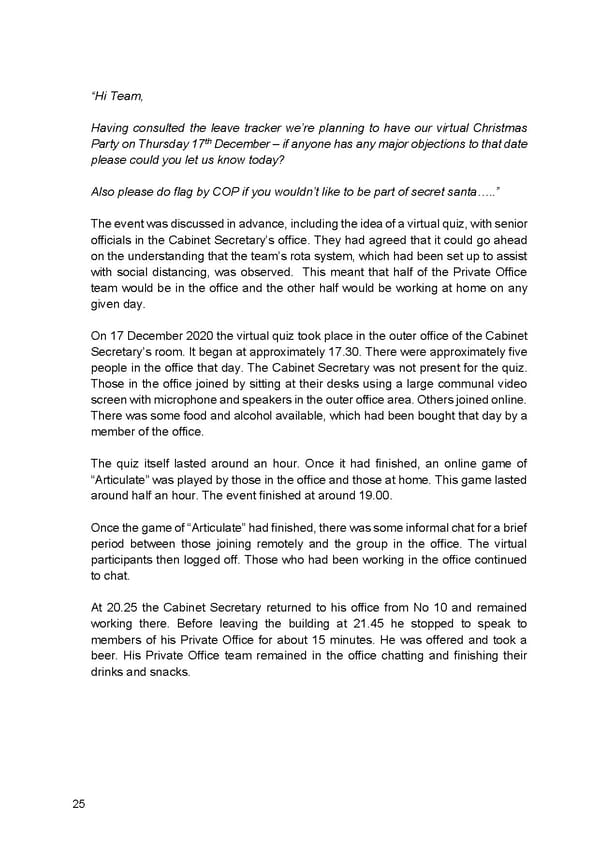 Findings of Second Permanent Secretary's Investigation Into Alleged Gatherings On Government Premises During Covid Restrictions - Page 27