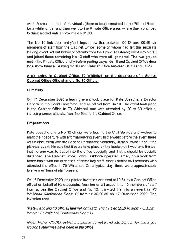 Findings of Second Permanent Secretary's Investigation Into Alleged Gatherings On Government Premises During Covid Restrictions - Page 29