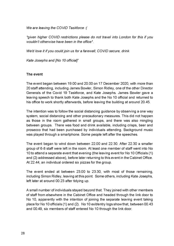 Findings of Second Permanent Secretary's Investigation Into Alleged Gatherings On Government Premises During Covid Restrictions - Page 30