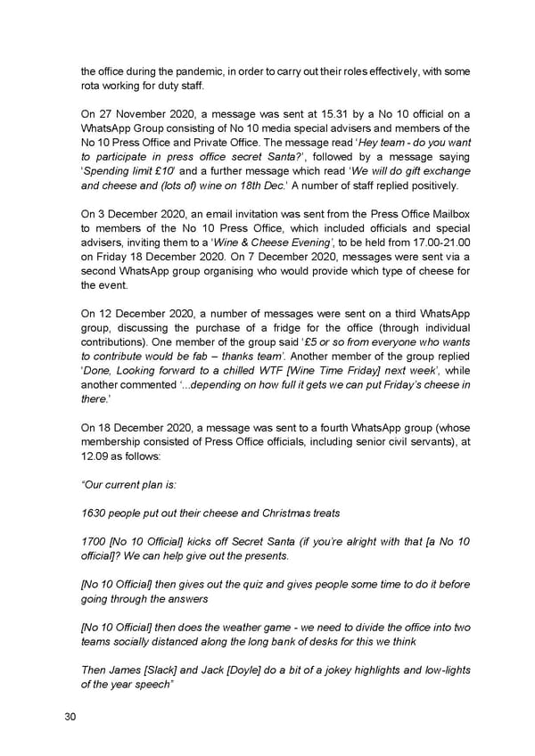 Findings of Second Permanent Secretary's Investigation Into Alleged Gatherings On Government Premises During Covid Restrictions - Page 32