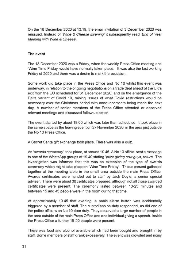 Findings of Second Permanent Secretary's Investigation Into Alleged Gatherings On Government Premises During Covid Restrictions - Page 33