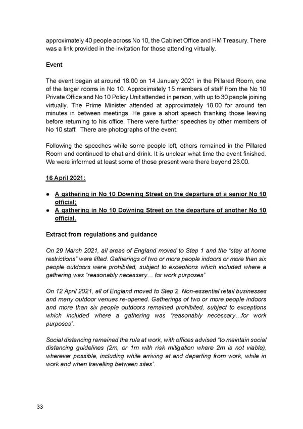 Findings of Second Permanent Secretary's Investigation Into Alleged Gatherings On Government Premises During Covid Restrictions - Page 35