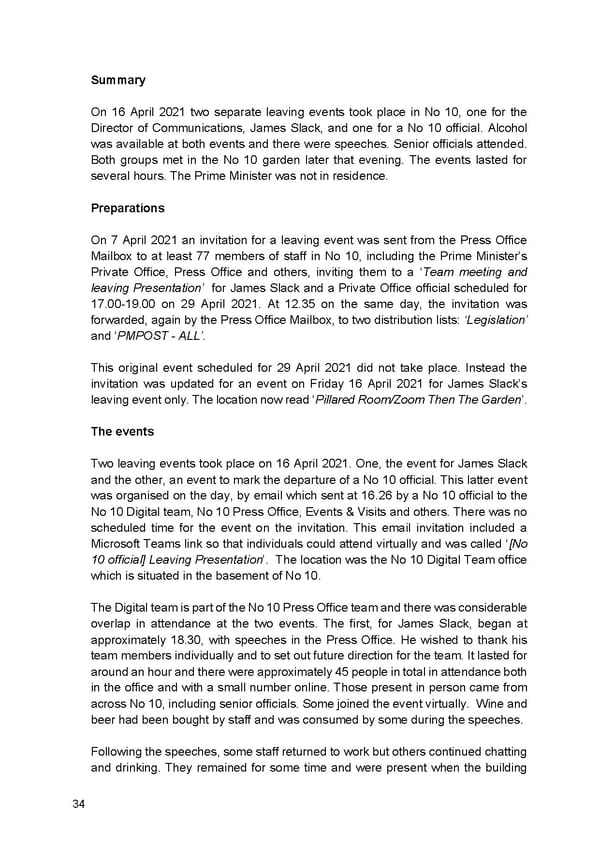 Findings of Second Permanent Secretary's Investigation Into Alleged Gatherings On Government Premises During Covid Restrictions - Page 36