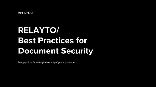 RELAYTO/ Security Best Practices - Page 1