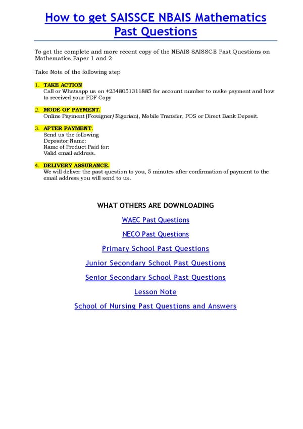 SAISSCE NBAIS Mathematics Past Questions Free Download - Page 3