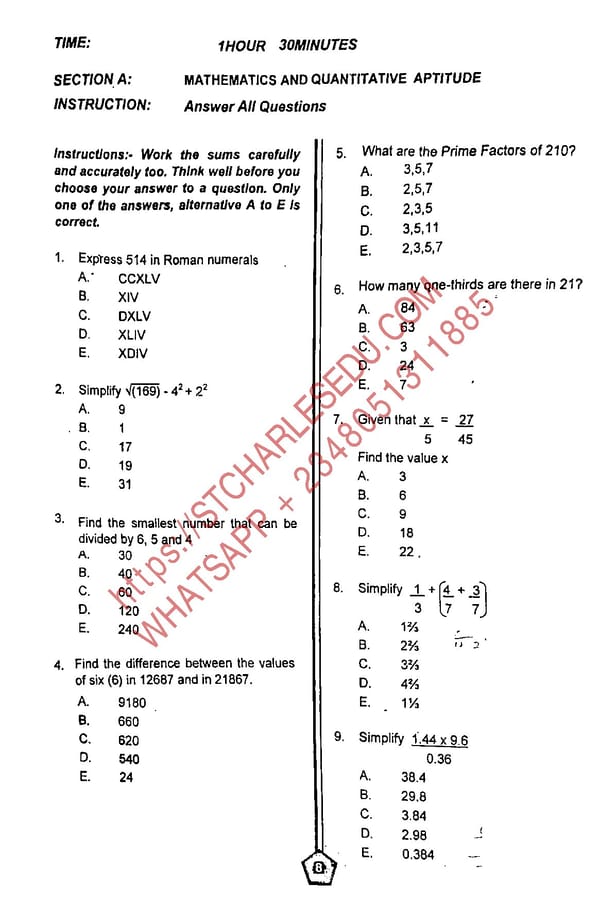 Command Secondary School Entrance Examination Past Questions - Page 4