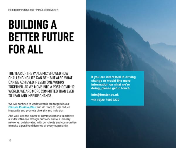 Forster Communications' Impact report 2020-21 - Page 16