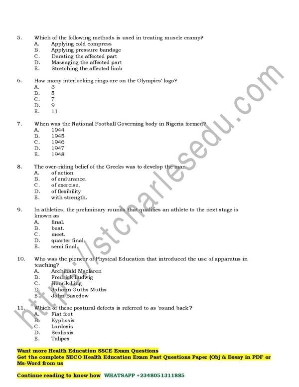 SSCE Physical Education Past Questions NECO - Page 4