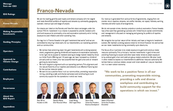 2022 ESG Report | Franco-Nevada - Page 7