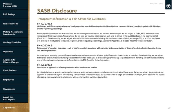 2022 ESG Report | Franco-Nevada - Page 107