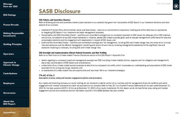 2022 ESG Report | Franco-Nevada - Page 110