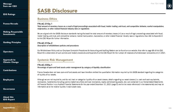 2022 ESG Report | Franco-Nevada - Page 111