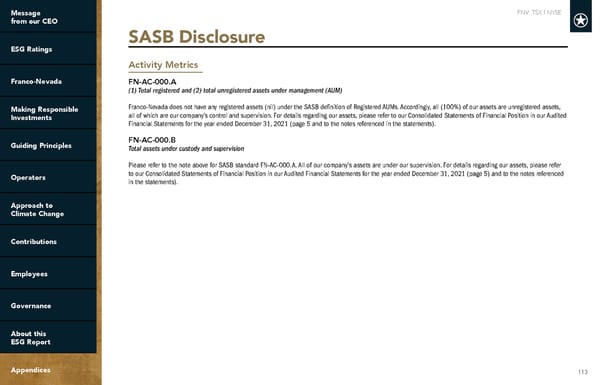 2022 ESG Report | Franco-Nevada - Page 113