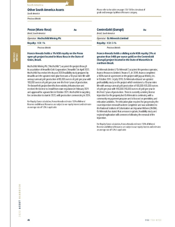 Franco-Nevada 2022 Asset Handbook - Page 46