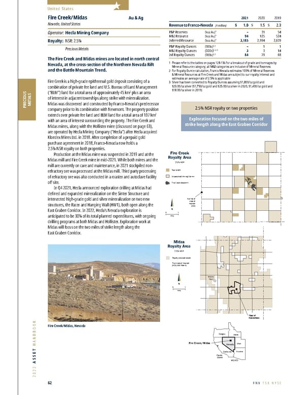Franco-Nevada 2022 Asset Handbook - Page 62