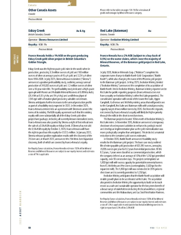 Franco-Nevada 2022 Asset Handbook - Page 80