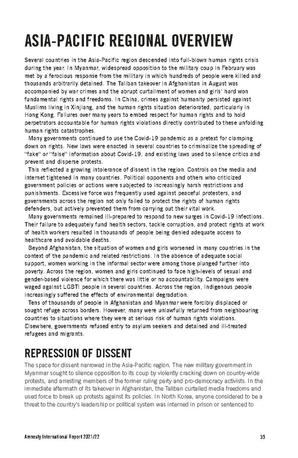 Amnesty International Report 2021/22 - Page 35