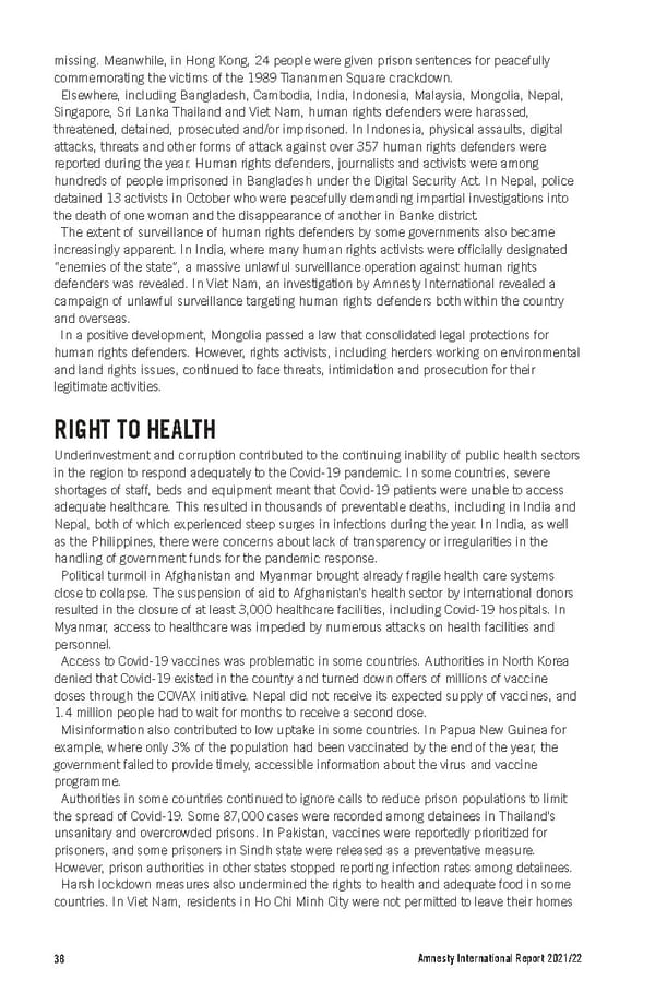 Amnesty International Report 2021/22 - Page 38