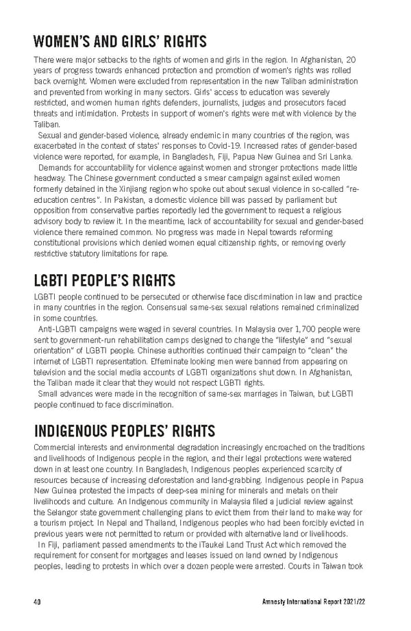 Amnesty International Report 2021/22 - Page 40