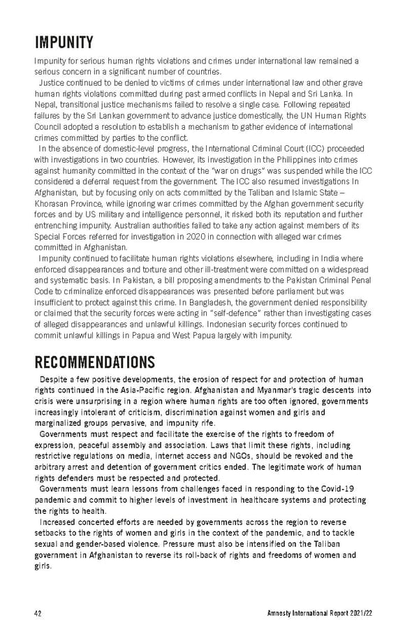 Amnesty International Report 2021/22 - Page 42