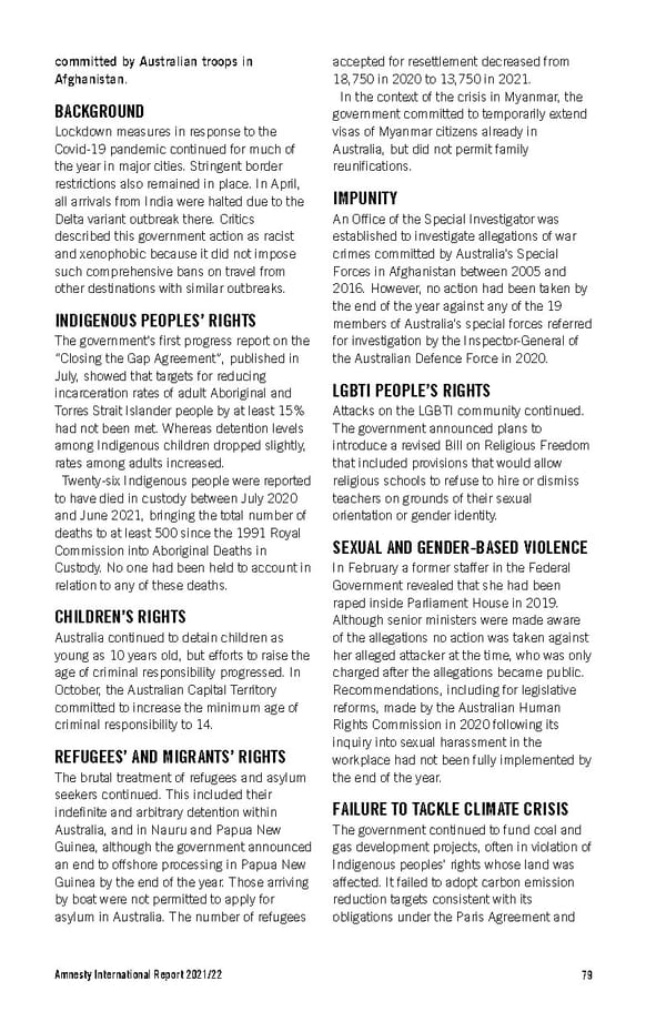 Amnesty International Report 2021/22 - Page 79