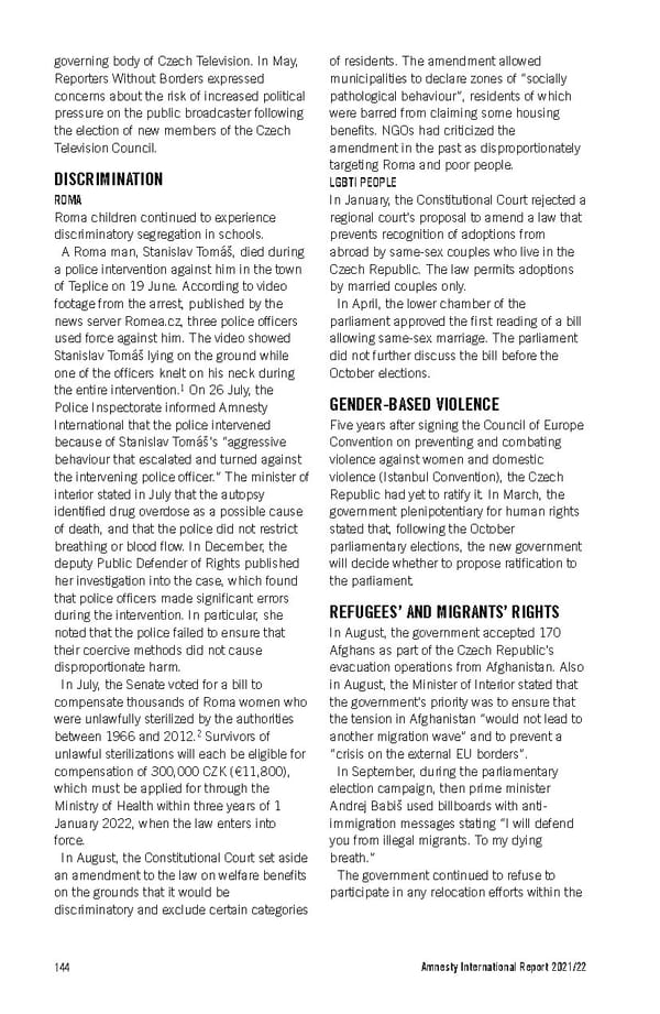 Amnesty International Report 2021/22 - Page 144