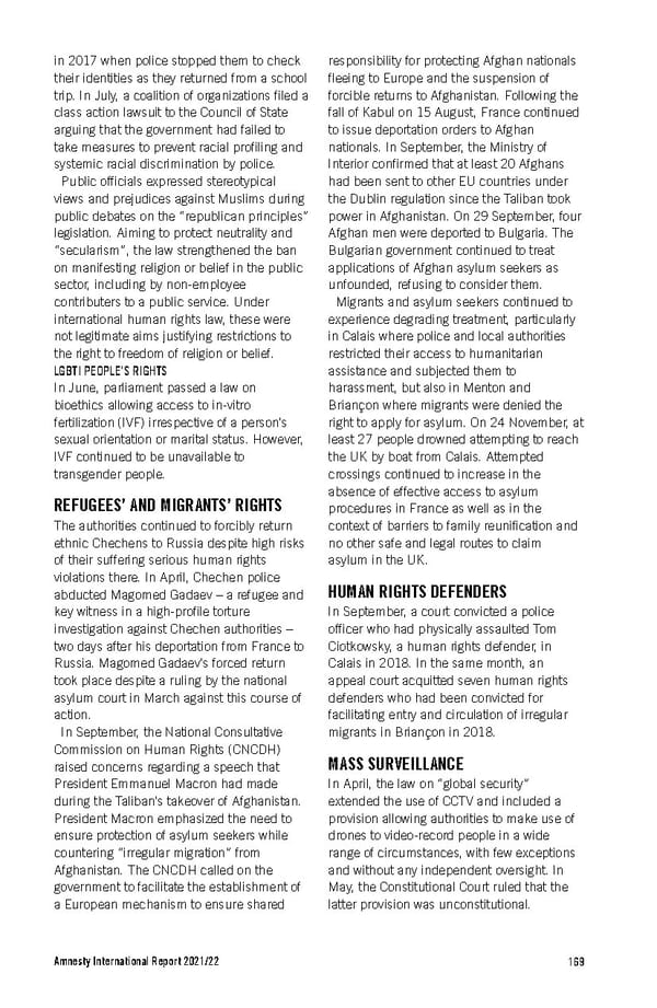 Amnesty International Report 2021/22 - Page 169