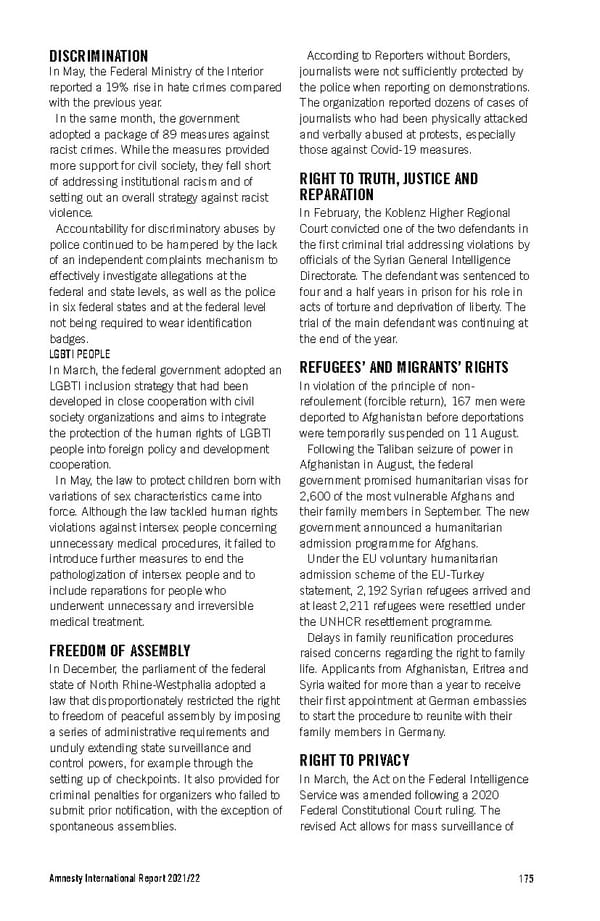 Amnesty International Report 2021/22 - Page 175