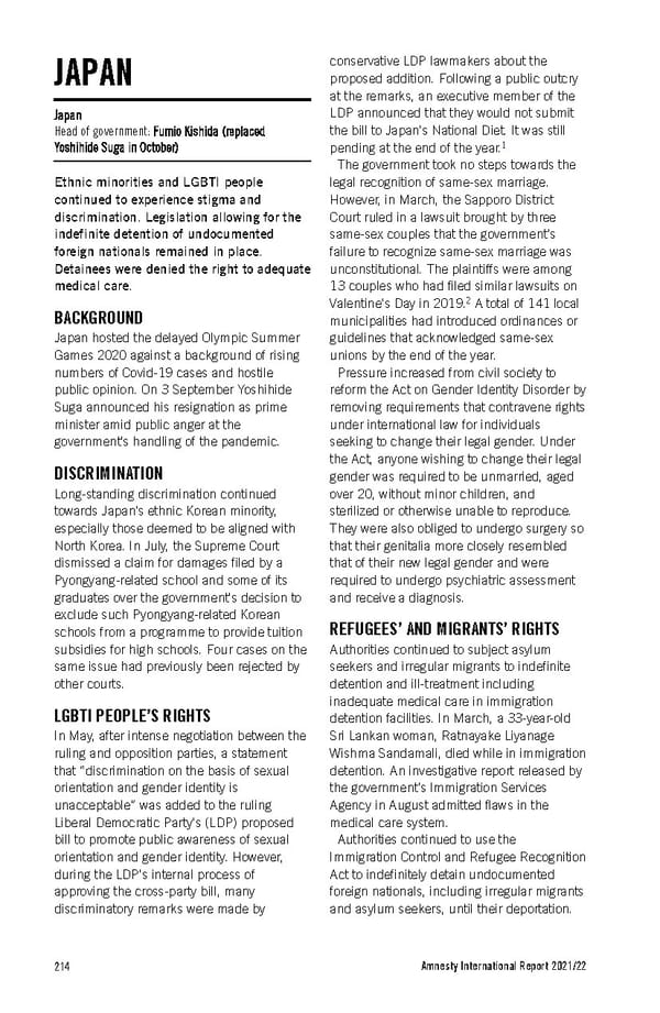 Amnesty International Report 2021/22 - Page 214